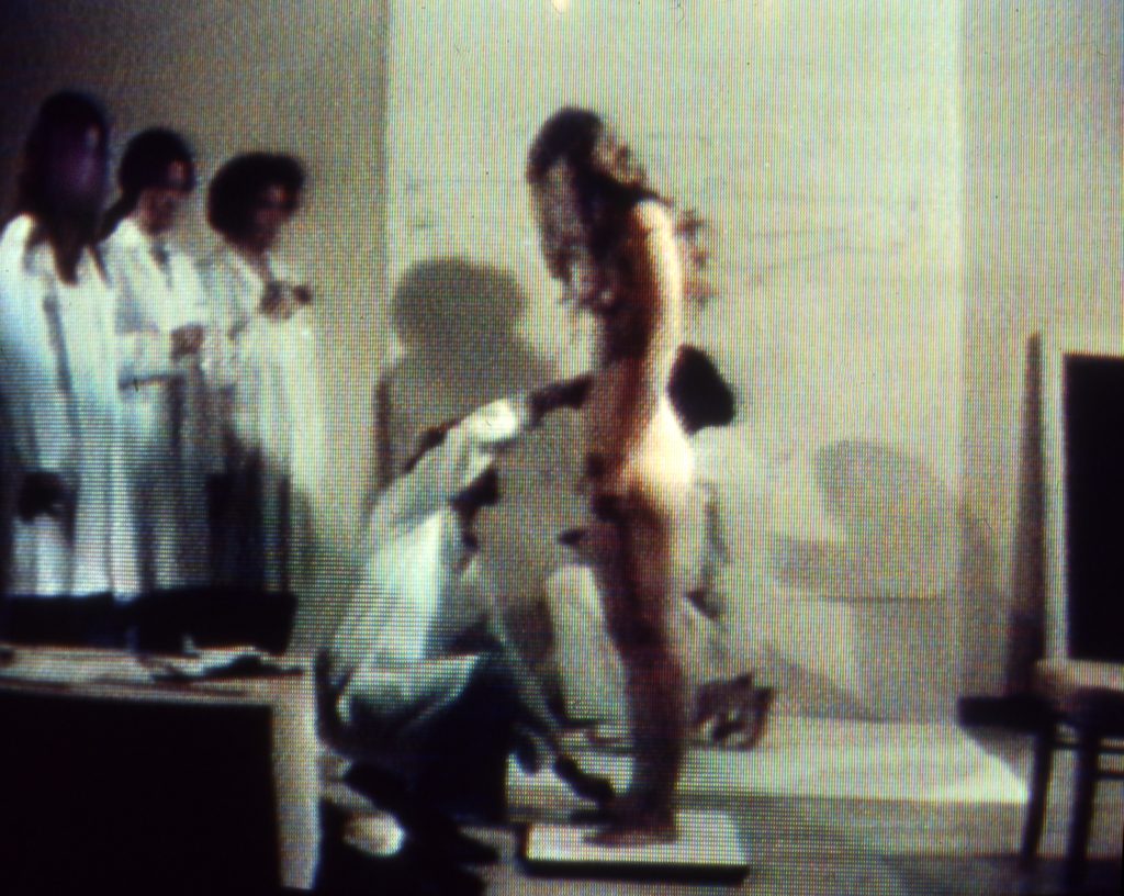 Video still from Martha Rosler