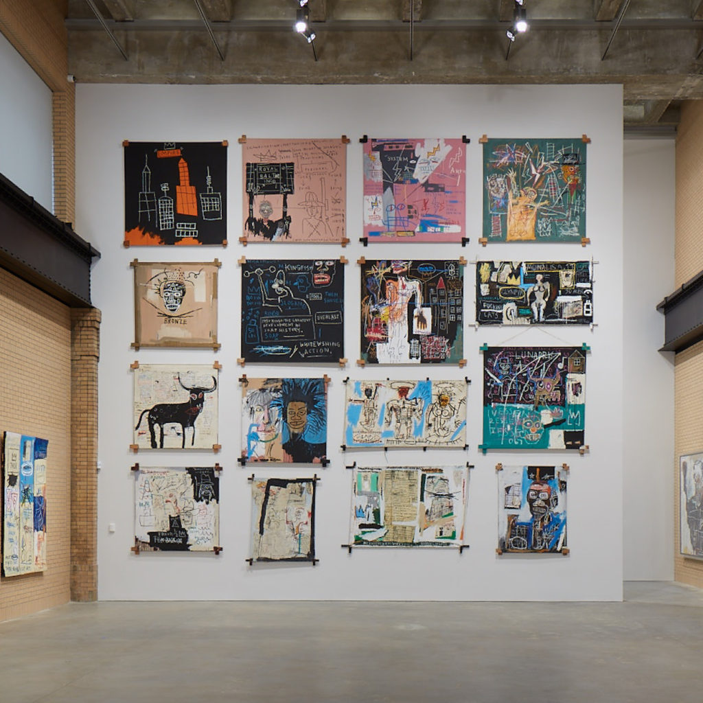Installation of paintings by Jean-Michel Basquiat