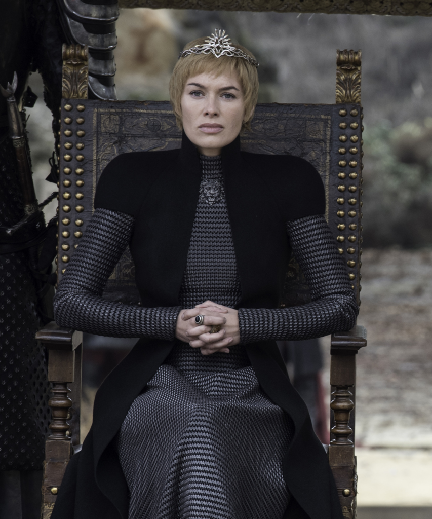 Game of Thrones Cersei Wearing Tiara Sitting on the Throne
