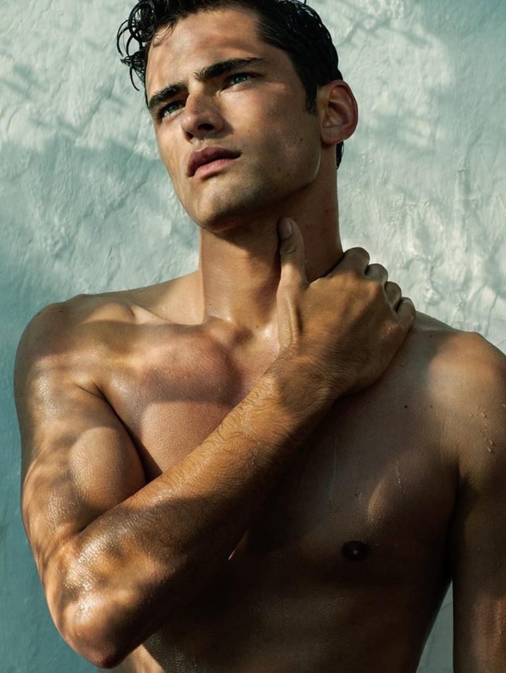 Hottest Male Model Sean Pryor bare chest in heroic pose
