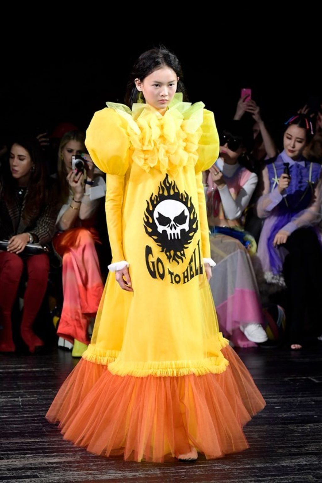 runway-show-victor & rolf hilarious-yellow and orange dress