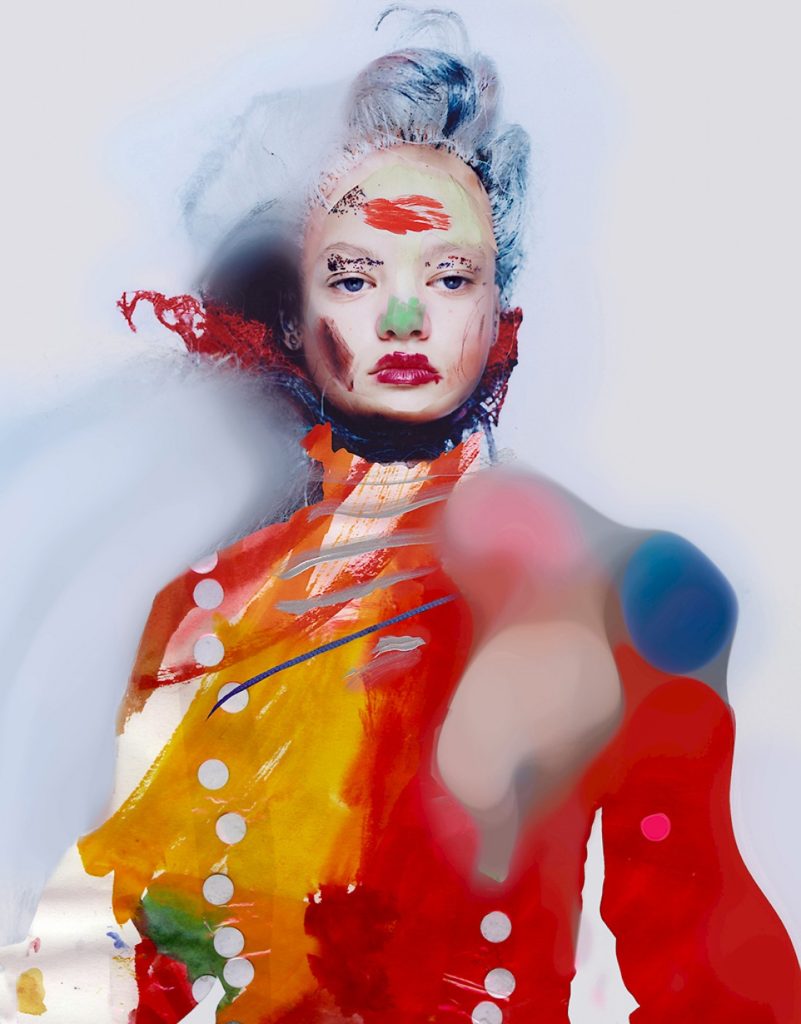 model painted colorfully by photographer Nick Knight