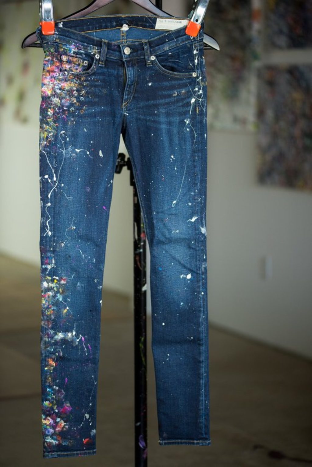 Rag and Bone Recyled Jeans splattered with paint