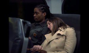Couple on train