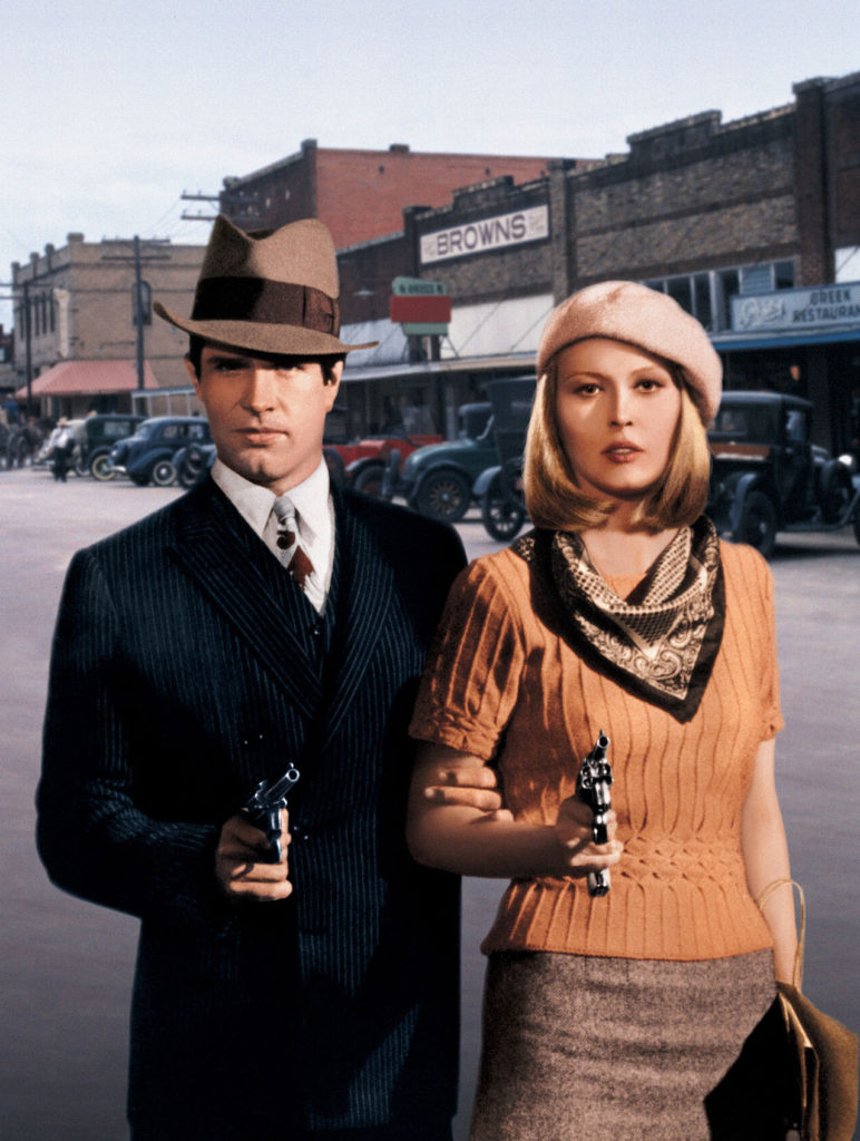 Warren Beatty (as Clyde Barrow), Faye Dunaway (as Bonnie Parker)