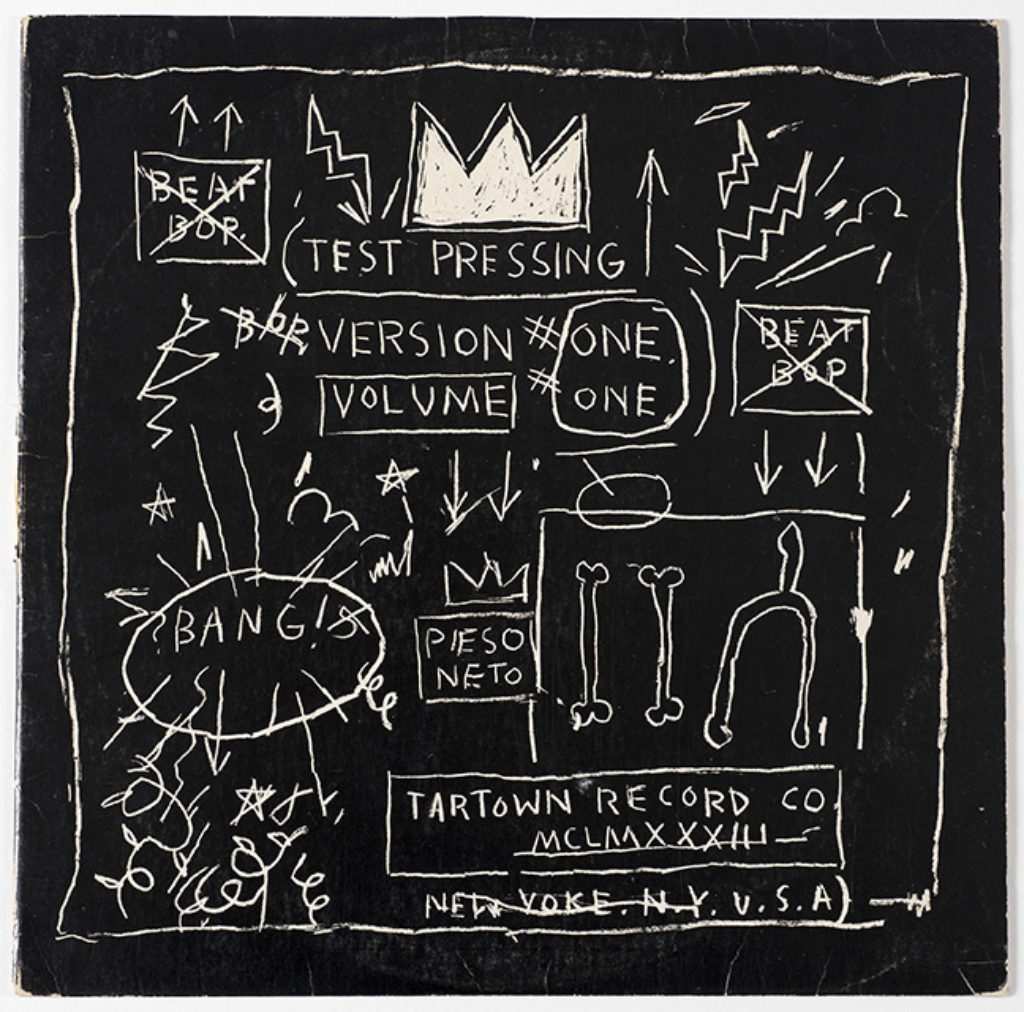 Front and back album covers of Beat Bop: Rammellzee Versus K‑Rob (Tartown Record Co.)<br /> Jean‑Michel Basquiat, *Courtesy, Museum of Fine Arts, Boston