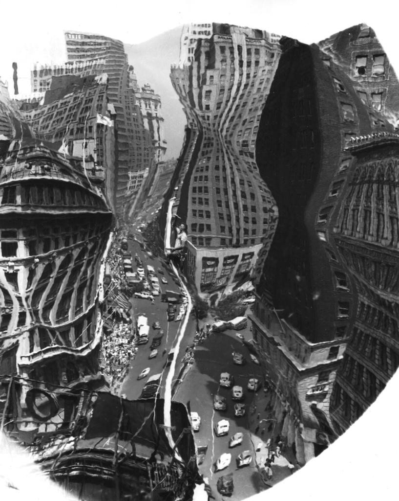 Weegee, Herald Square Distortion, c. 1950