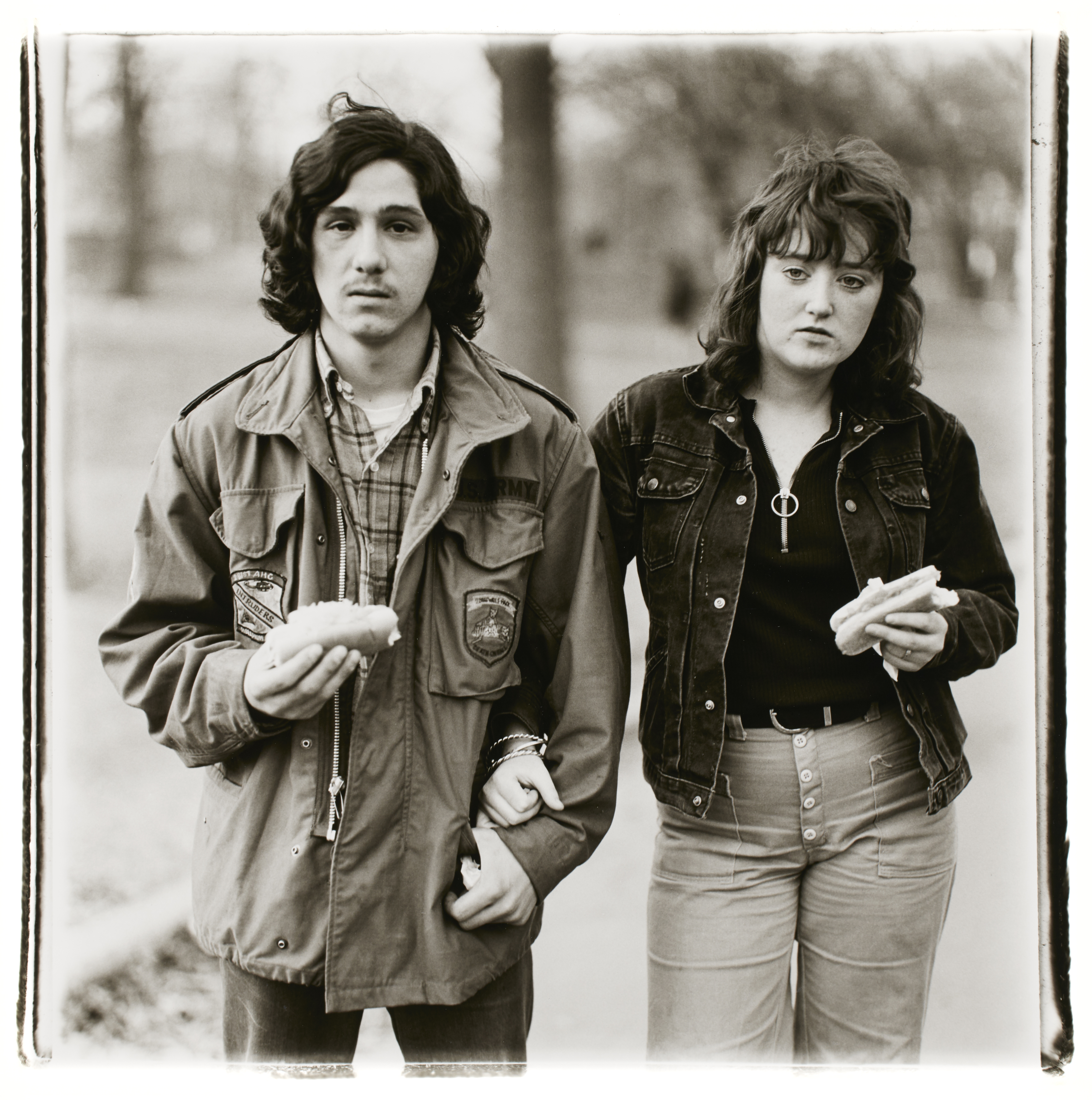 Arbus A young man and his girlfriend with hot dogs in the park, N.Y.C., 1971