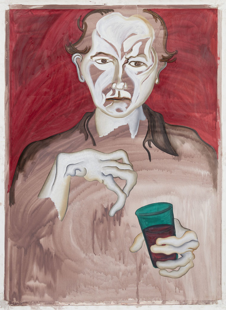 Edgar with Wine Glass II, 2014, Helen Oliver Adelson; Courtesy of Howl! Happening Gallery