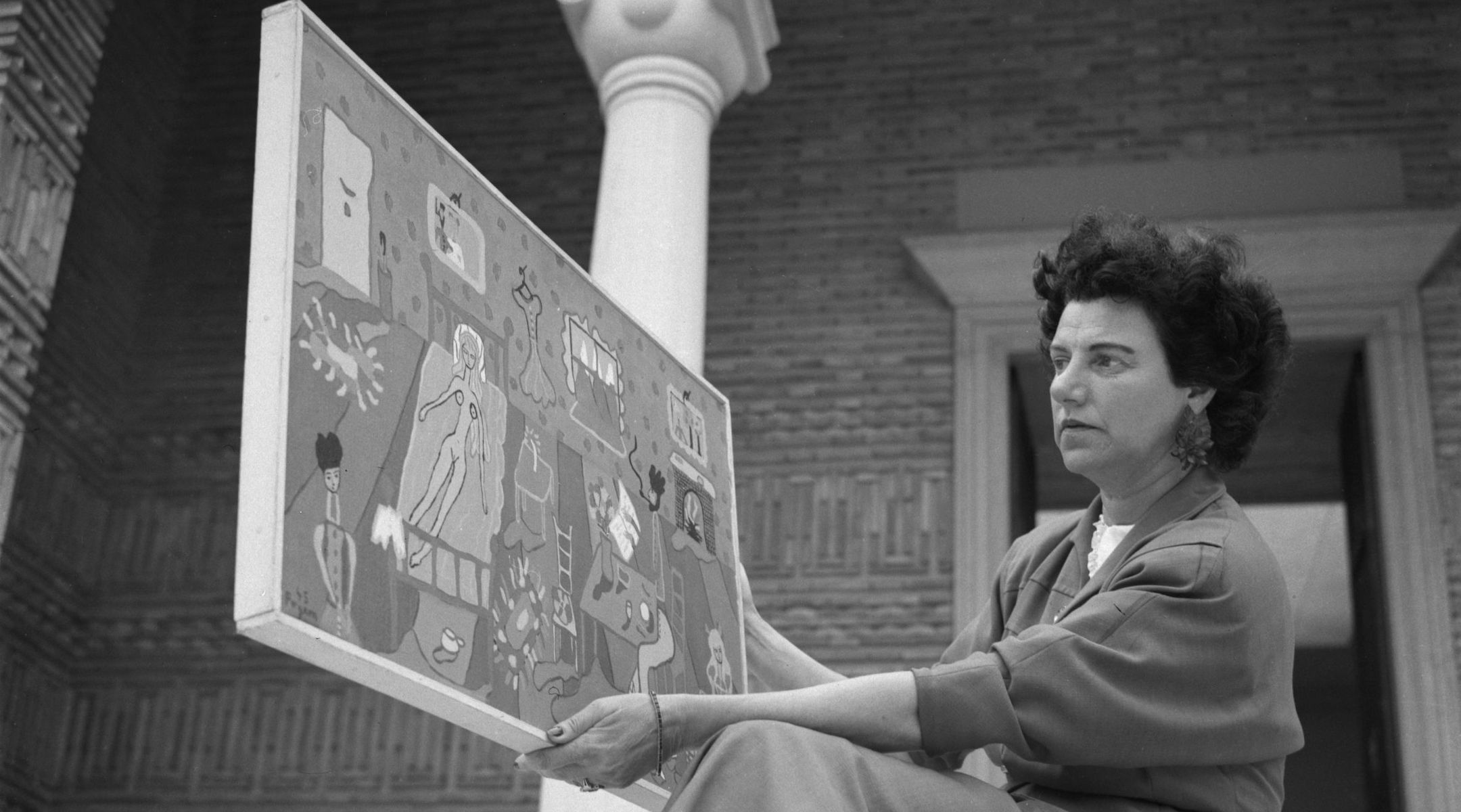Peggy Guugenheim with Pegeen Vail 's art