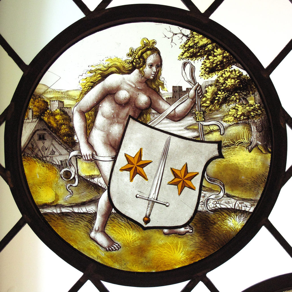 Roundel with Nude Woman Supporting a Heraldic Shield - Style of Jan Gossart (called Mabuse)