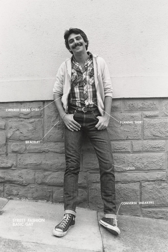 Hal Fischer, Street Fashion: Basic Gay, from Gay Semiotics, 1977; San Francisco Museum of Modern Art, Accessions Committee Fund Purchase; © Hal Fischer