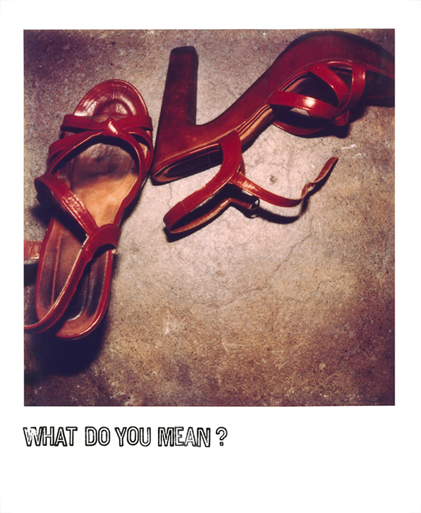 Donna-Lee Phillips, Untitled [shoes], from What Do I Mean When I Say Red? What Do You Mean? 1980, printed 2016; courtesy the artist and Hal Fischer Associates; © Donna-Lee Phillips