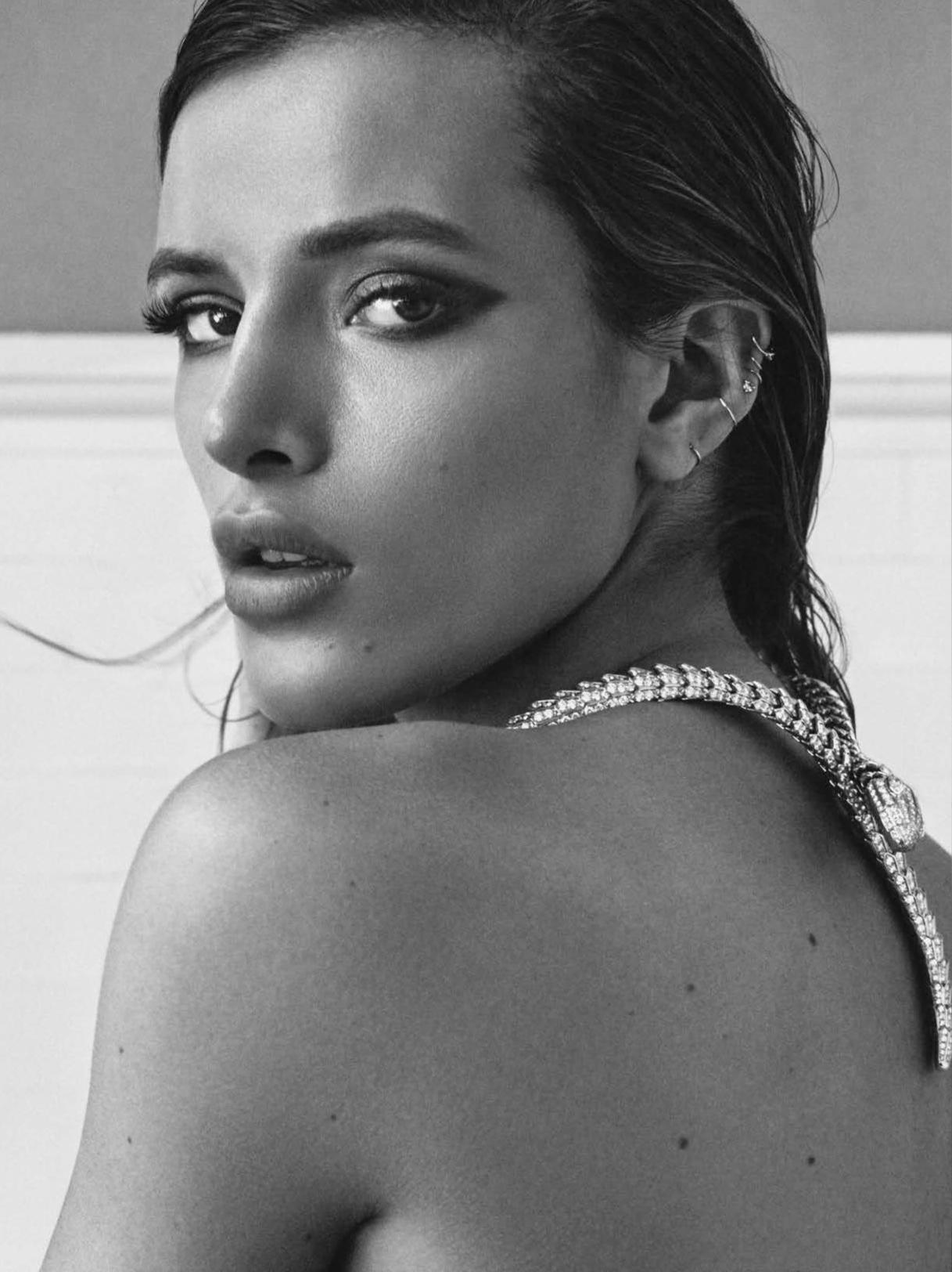 bella thorne black and white portrait