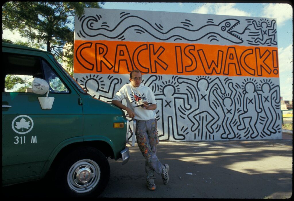 Keith Haring - Crack is Whack mural in process
