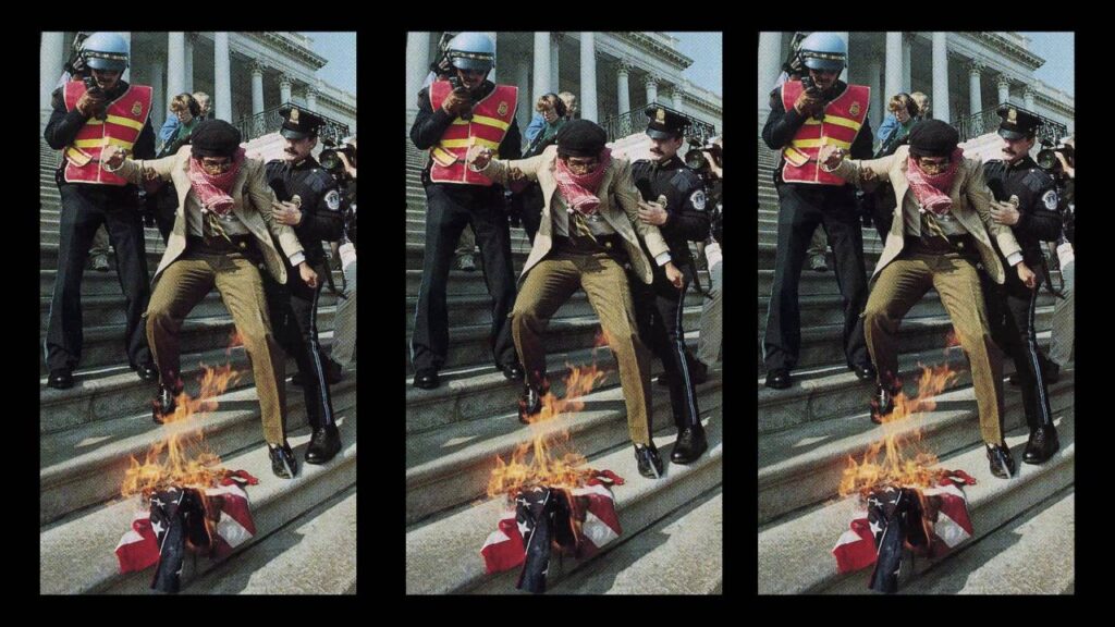 American flag on fire - Dread Scott
