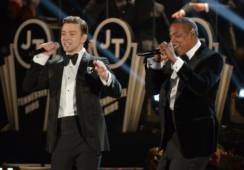 Justin Timberlake and Jay Z performing