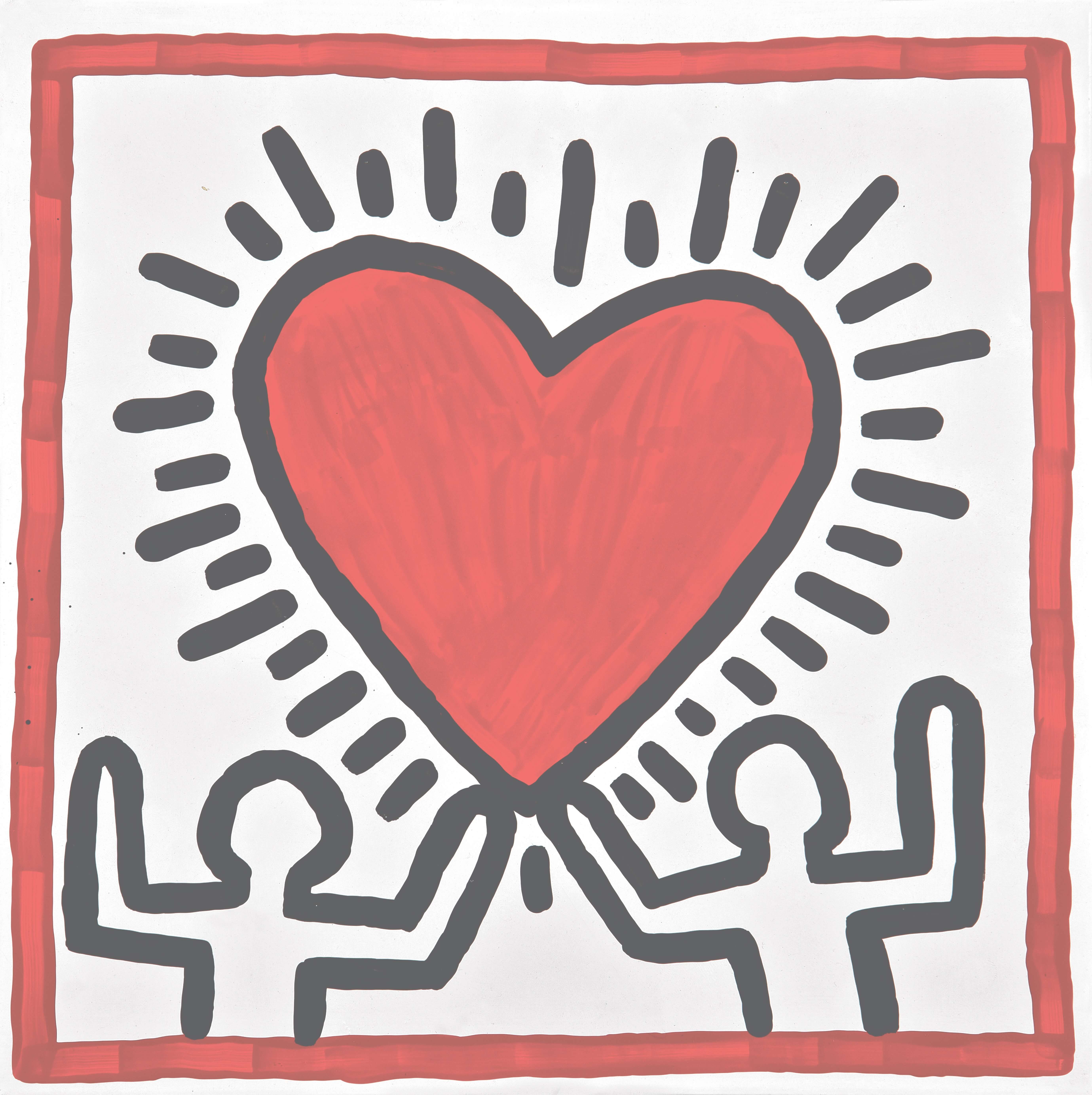 Keith Haring American 1958–90 Untitled 1982 enamel on steel 30.5 x 30.5 cm Collection of Larry Warsh © Keith Haring Foundation