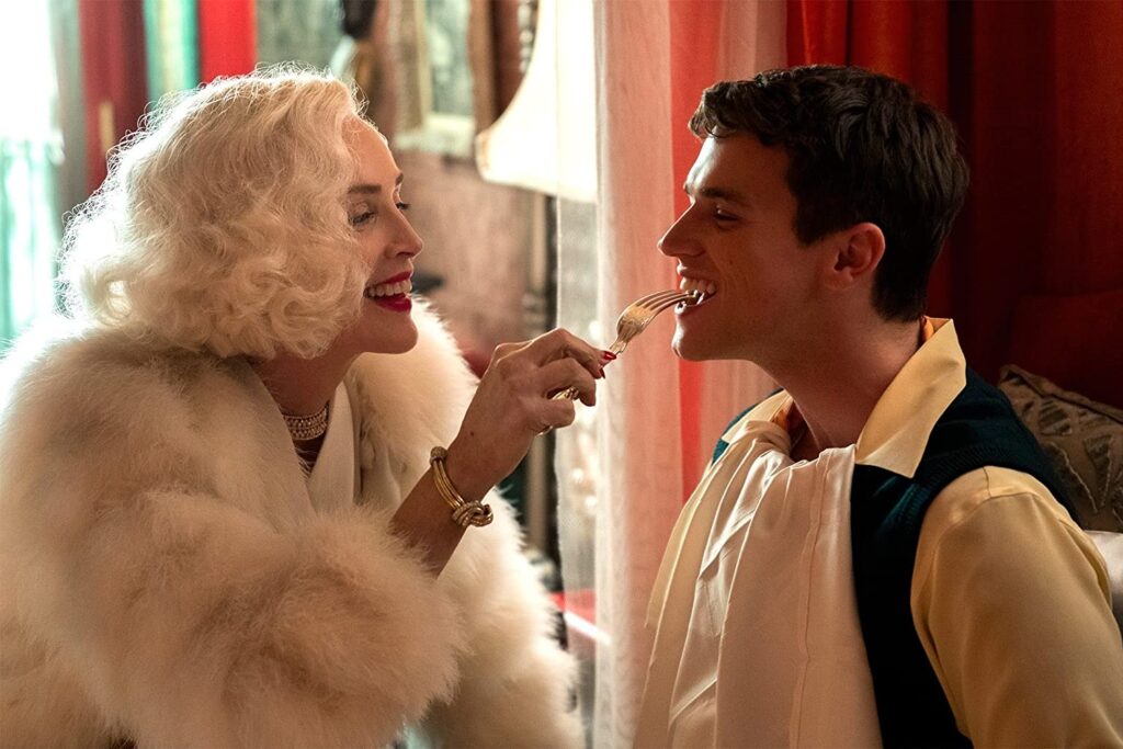 Sharon Stone and Brandon Flynn in Ratched