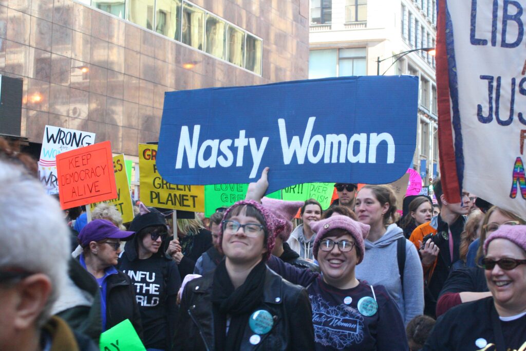 Nasty Woman sign at the Women's March in 2017