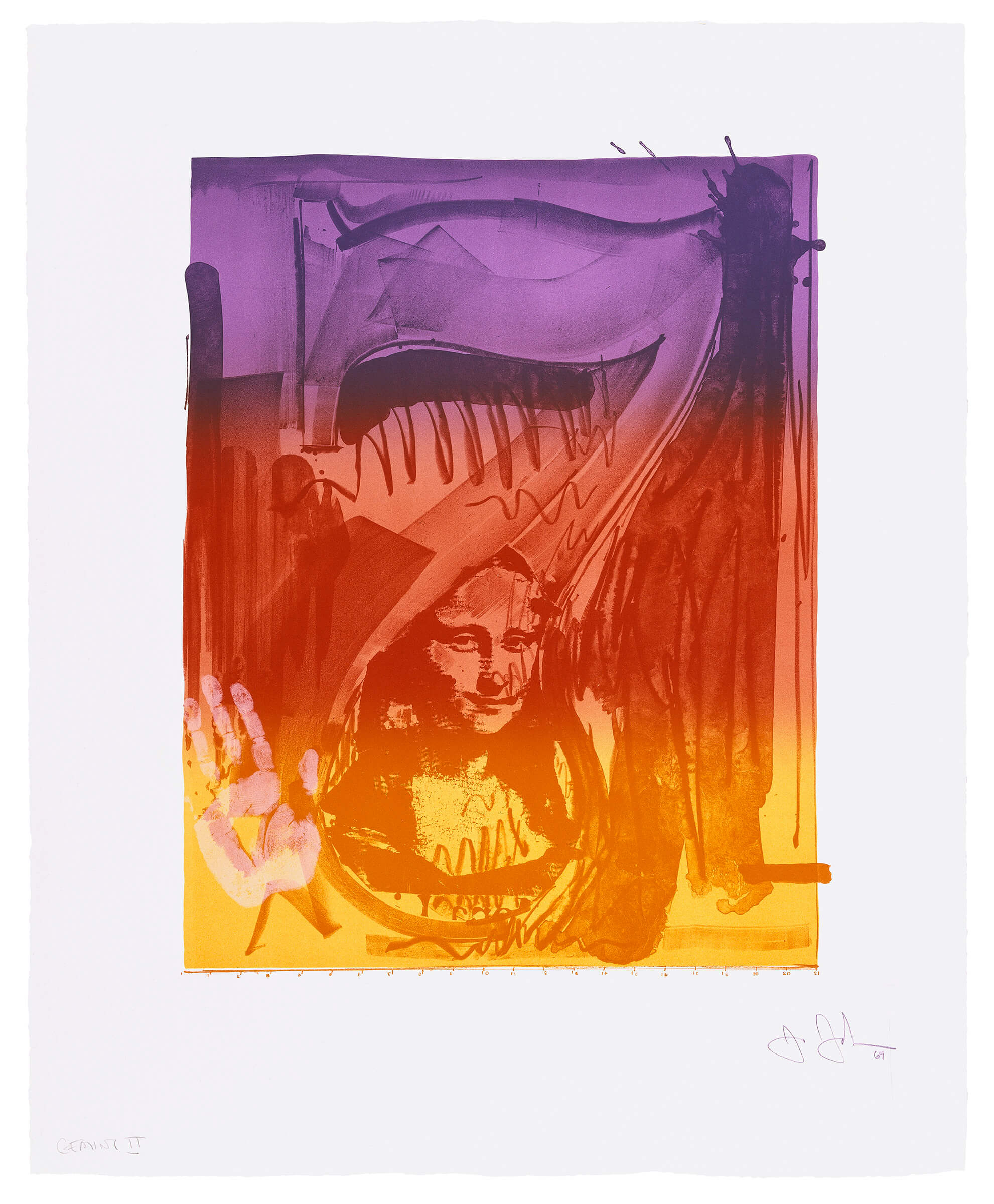 Figure 7, 1969 Lithograph on paper. Gemini II from an edition of 60 Collection Walker Art Center, Gift of Kenneth Tyler, 1985 © Jasper Johns and Gemini G.E.L./VAGA at Artists Rights Society (ARS), NY Published by Gemini G.E.L.