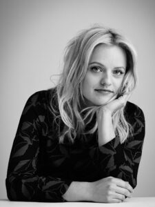 elisabeth moss black and white portrait