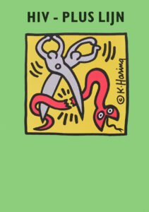Anonym, Motiv: Keith Haring HIV – Plus Lijn Niederlande, nach 1990