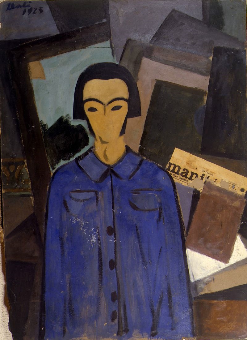 Self portrait with" L' Humanite", Dali, 1923