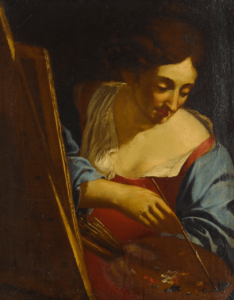Self-Portrait, “Woman Artist Painting.” Mid 17th Century. Anonymous artist from the Emilian School. Oil on canvas. 26 1/4 x 19 7/8 in. Courtesy of the artist and GAVLAK Los Angeles / Palm Beach.