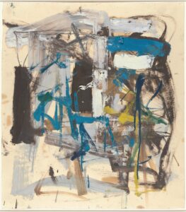oan Mitchell (American, 1925-1992) Untitled, 1957 Oil on paper 19 1/2 x 17 1/2″ (49.5 x 44.5 cm) The Museum of Modern Art, New York. Committee on Drawings Funds © Estate of Joan Mitchell