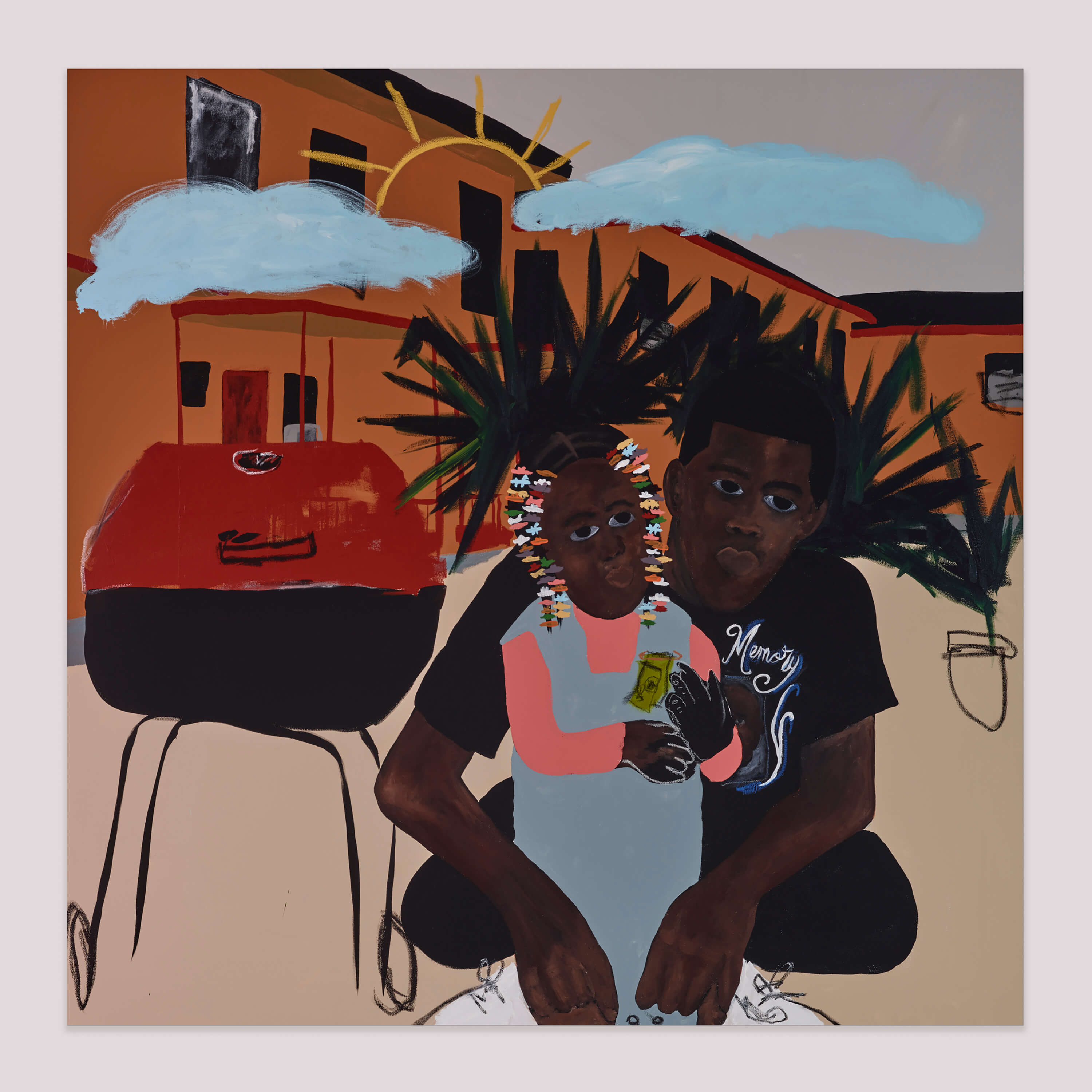 Jammie Holmes, Blue Clouds, 2020 Acrylic and oil pastels on canvas. Photo: Chad Redmon Copyright: © Jammie Holmes. Courtesy of the artist and Library Street Collective, Detroit.