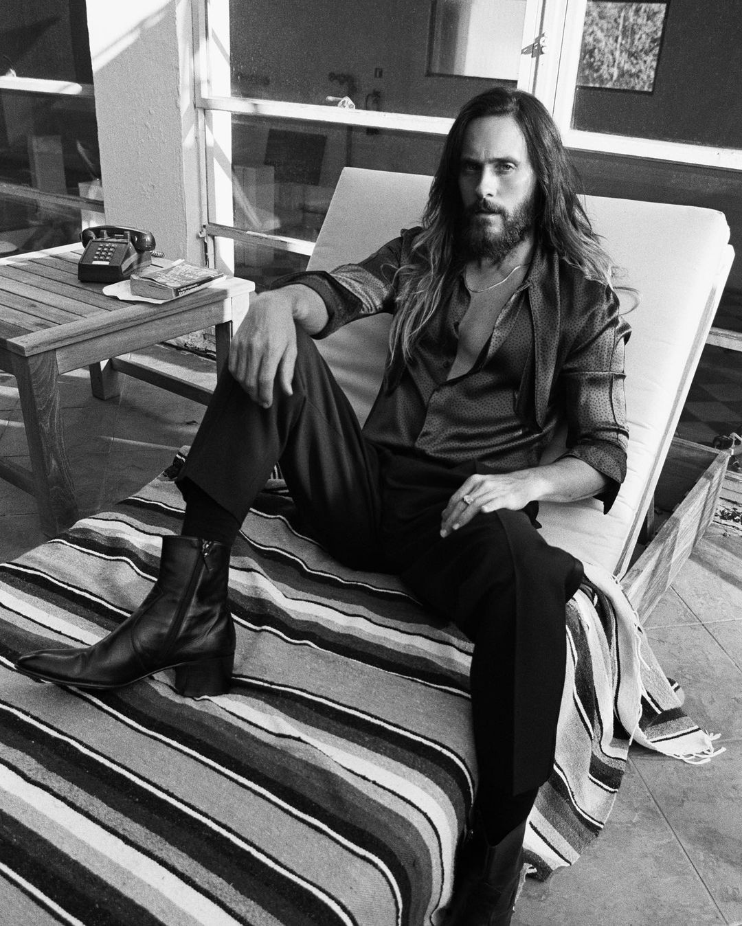 jared leto black and white