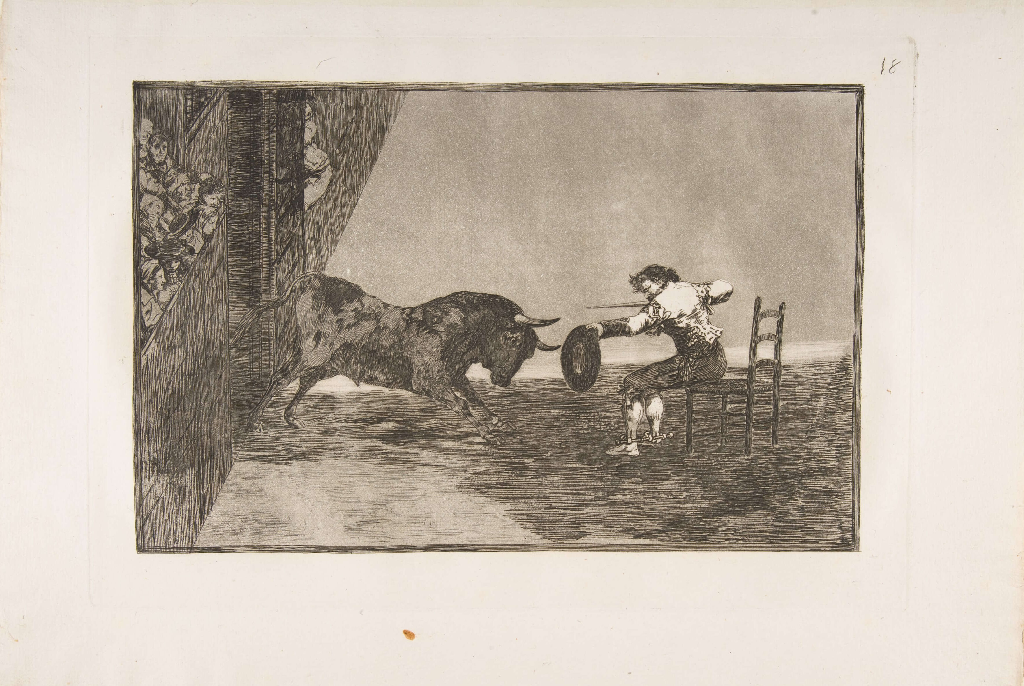 Goya, The daring of Martincho in the ring at Zaragoza Tauromaquia, plate 18, 1816. Etching, burnished aquatint, drypoint. The Metropolitan Museum of Art, New York, Rogers Fund, 1921