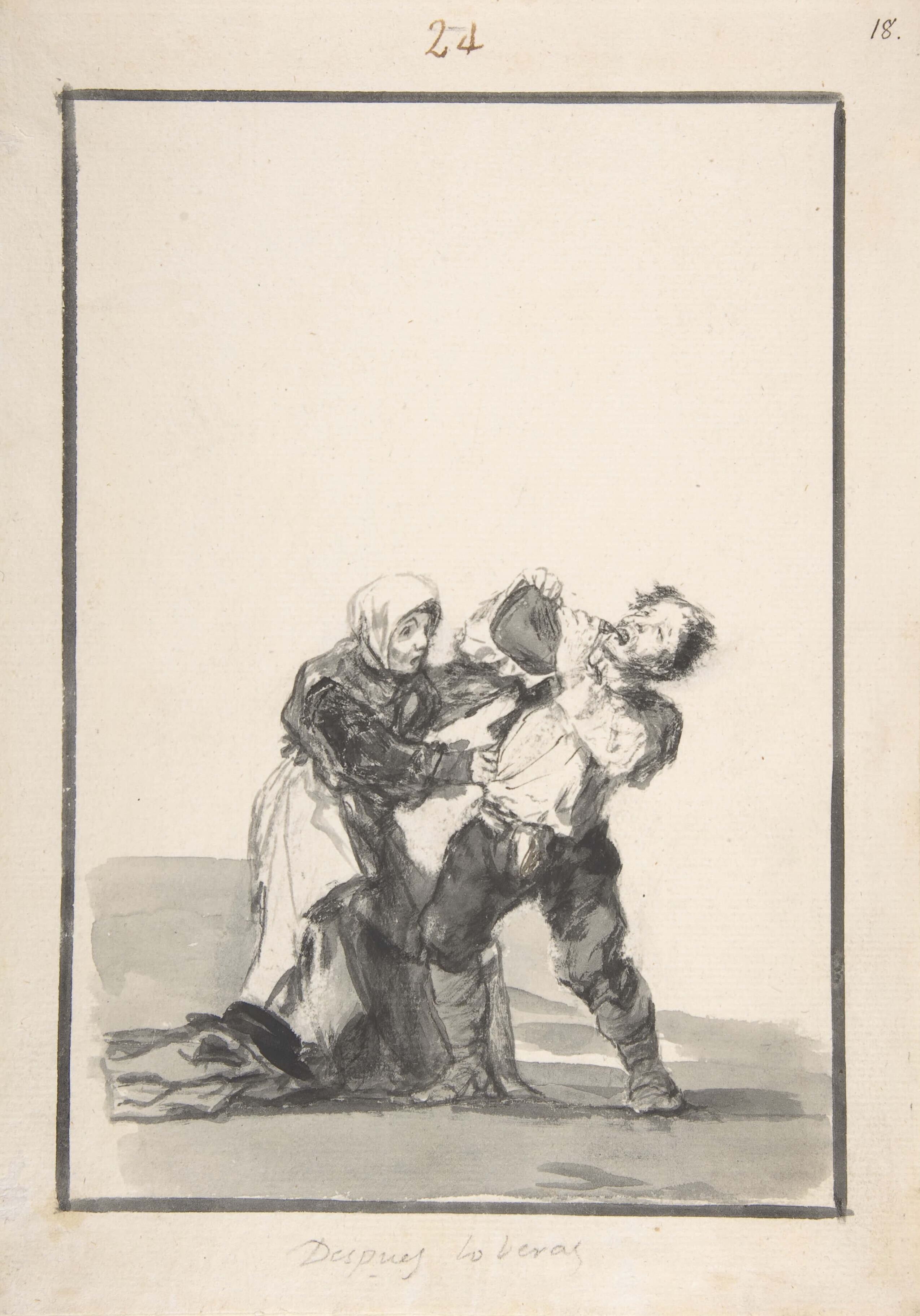 Goya, You’ll see later, Album E, page 24 Ca. 1816–20. Brush, carbon black and gray ink and wash, scraper, on laid paper. The Metropolitan Museum of Art, New York, Harris Brisbane Dick Fund, 1935