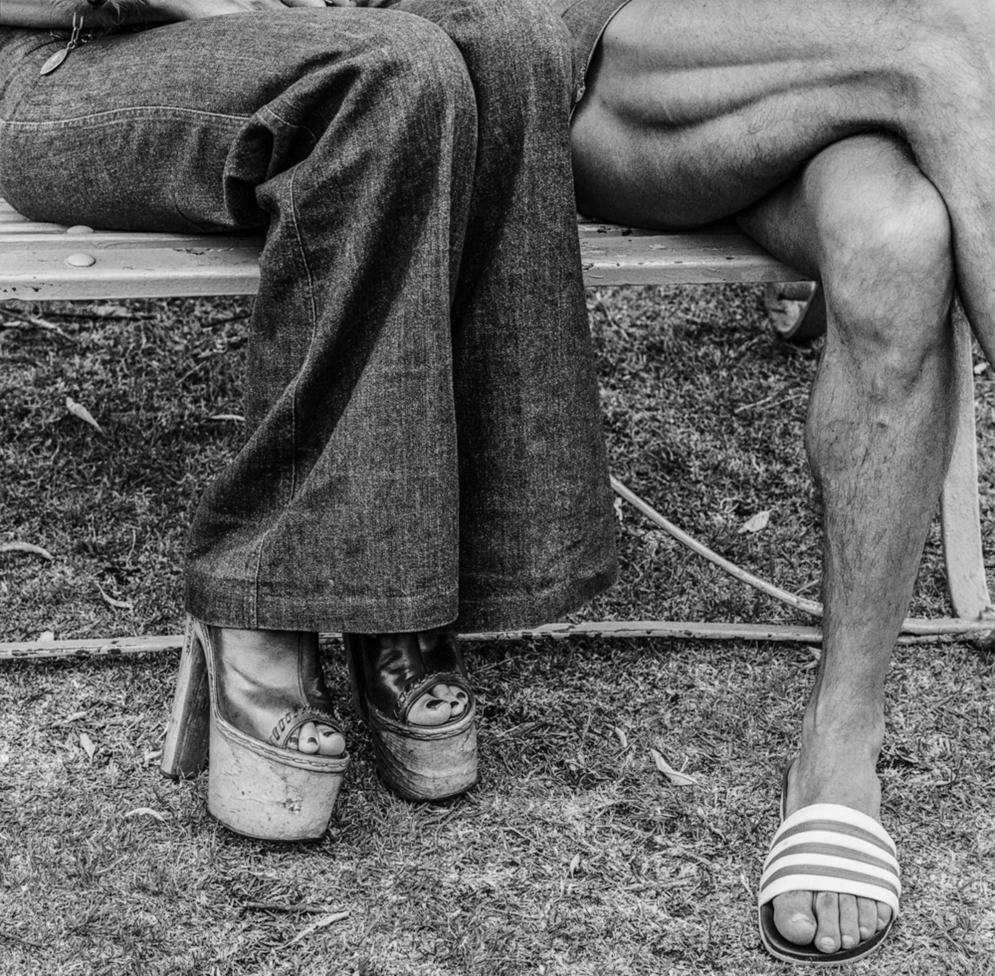 David Goldblatt Couple at The Wilds. Johannesburg., 1975 vintage gelatin silver hand print 14-1/4" × 14-1/4" (36.2 cm × 36.2 cm), image unique No. 76770 © The David Goldblatt Legacy Trust