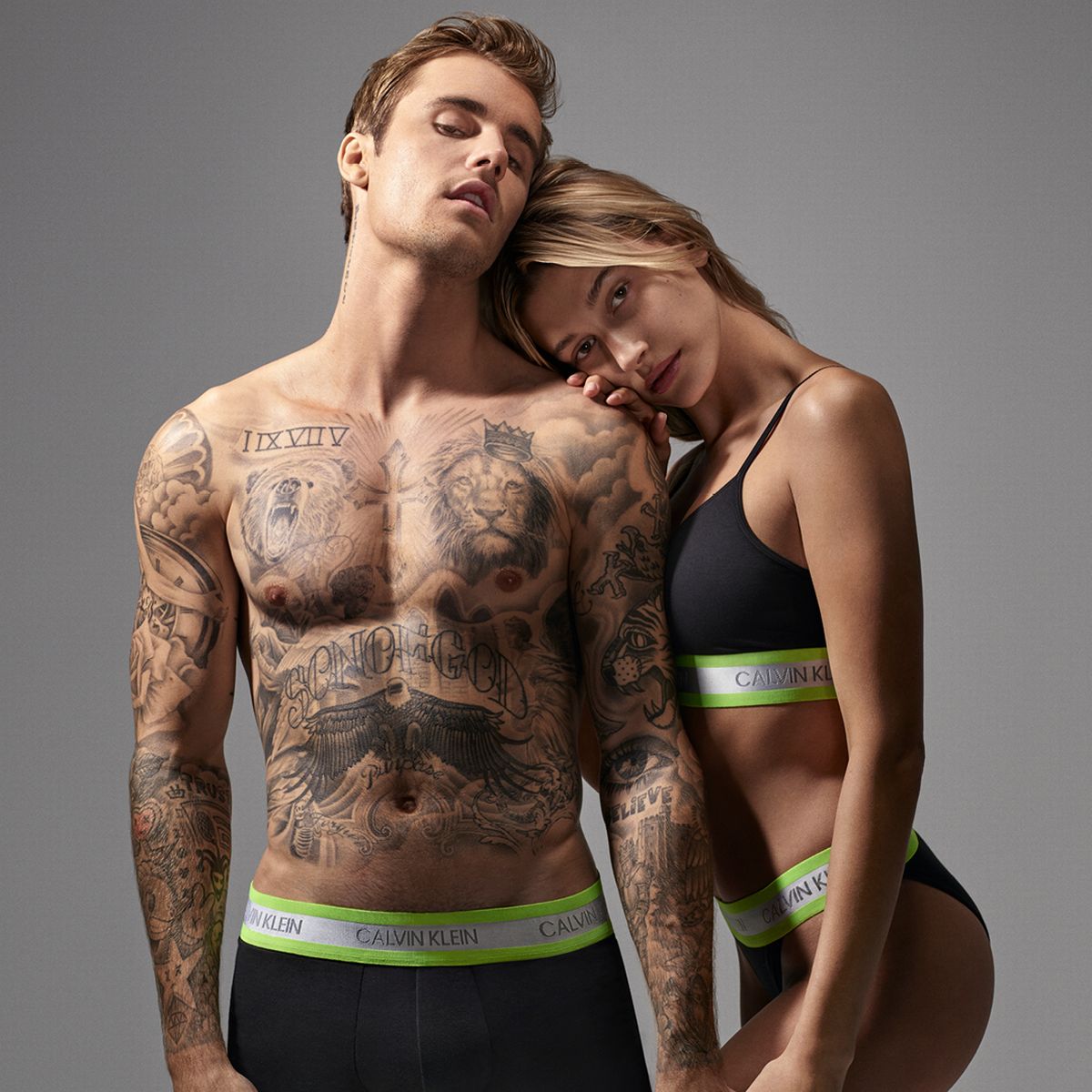 Justin Bieber and Hailey Baldwin for Calvin Klein
