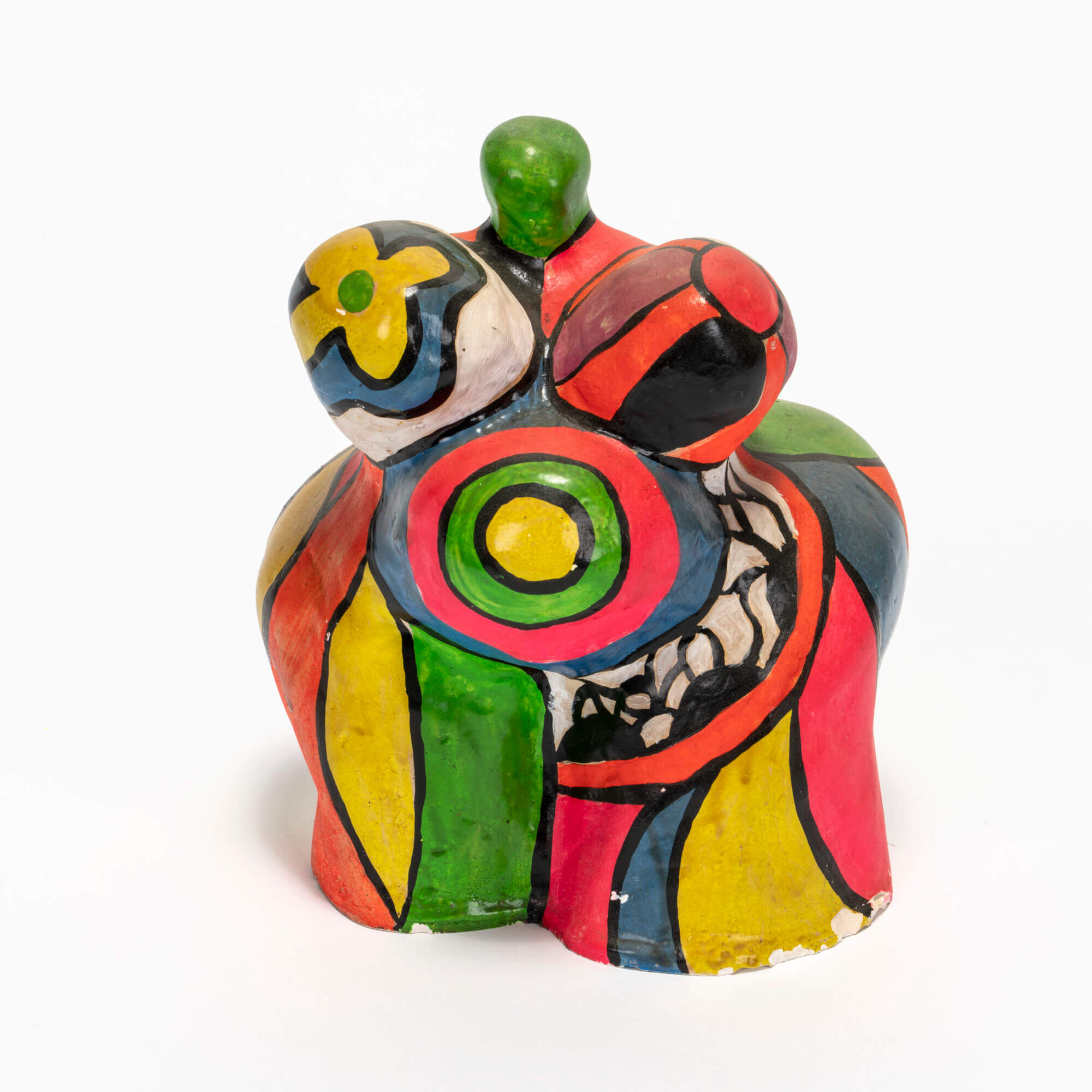 Niki de Saint Phalle. Mini Nana maison. c. 1968. Painted polyester. 6 5/16 × 5 7/8 × 3 9/16″ (16 × 15 × 9 cm). Photo: Aaron Serafino. © 2021 Niki Charitable Art Foundation