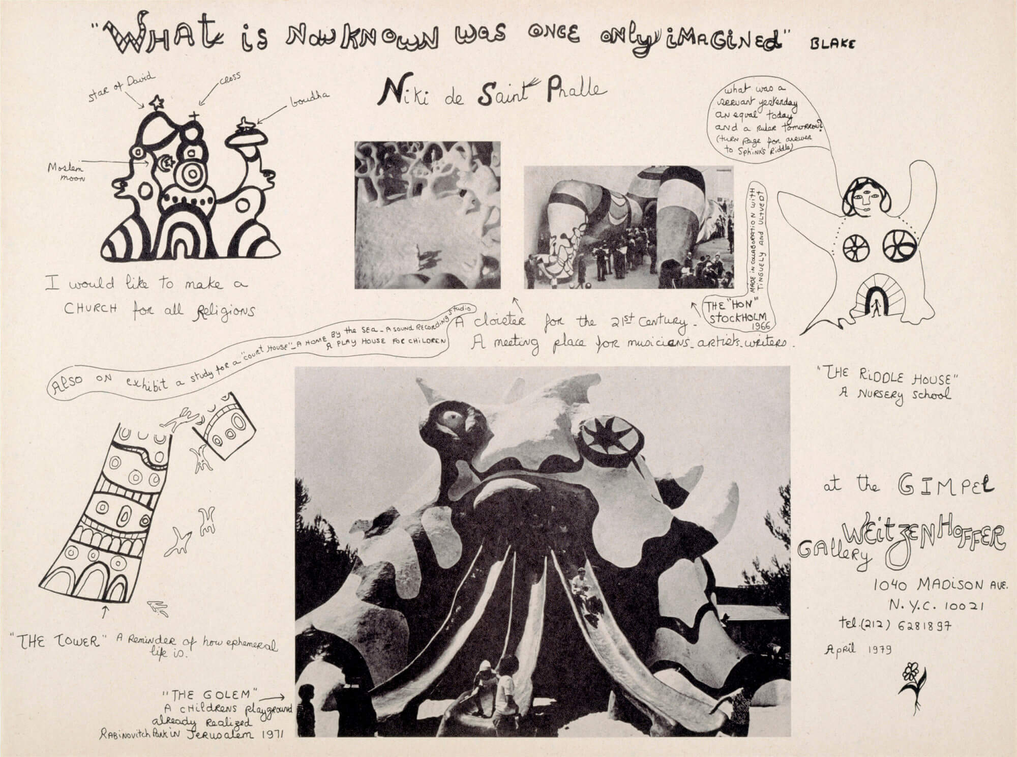 Niki de Saint Phalle. What is now known was once only imagined. 1979. Offset print. © 2020 NIKI CHARITABLE ART FOUNDATION. Photo: NCAF Archives