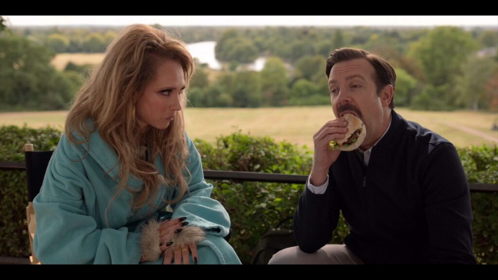Juno Temple and Jason Sudeikis in Ted Lasso