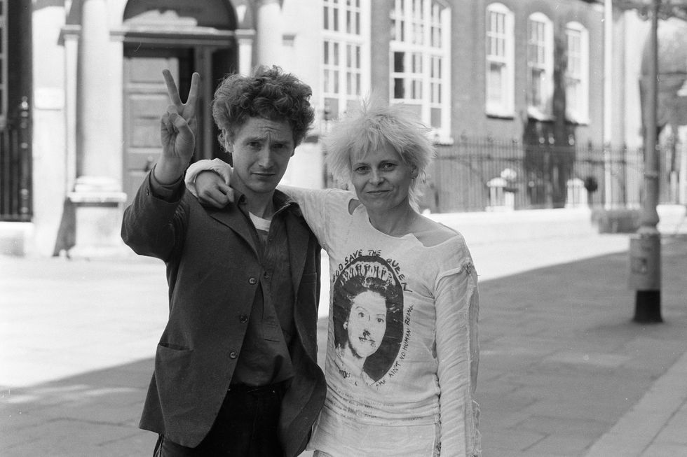 Malcolm McClaren and Vivienne Westwood outside of SEX shop