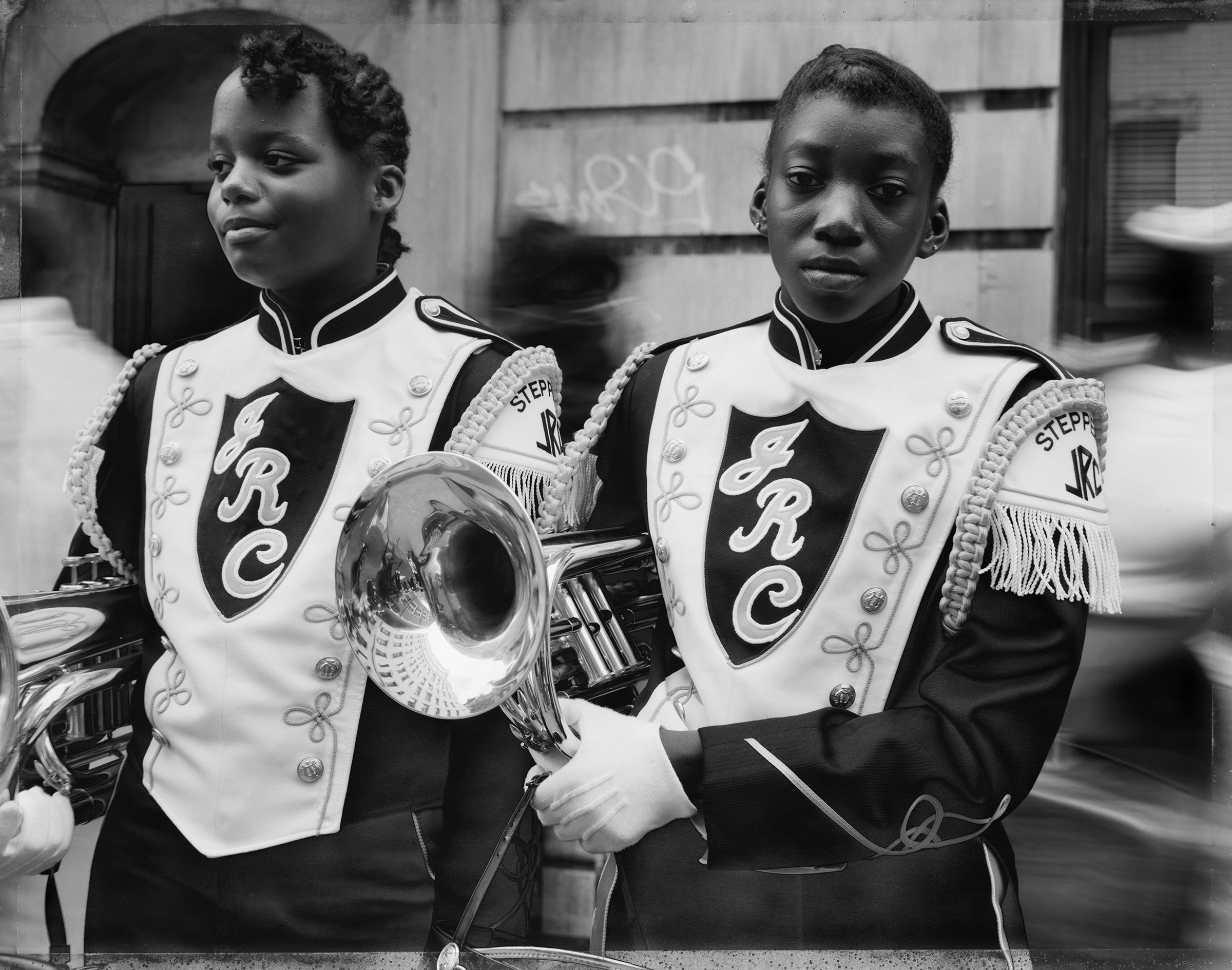 Two Girls from a Marching Band, Harlem, NY, 1990 Pigmented inkjet print (printed 2019) Collection of the artist; courtesy Sean Kelly Gallery, New York; Stephen Daiter Gallery, Chicago; and Rena Bransten Gallery, San Francisco
