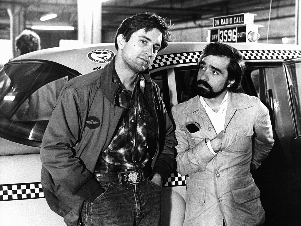 Robert De Niro and Martin Scorsese on the set of Taxi Driver