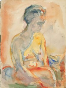 Edvard Munch, Seated Female Nude, 1923–1933. Watercolour, 34.9 x 26 cm. Munchmuseet