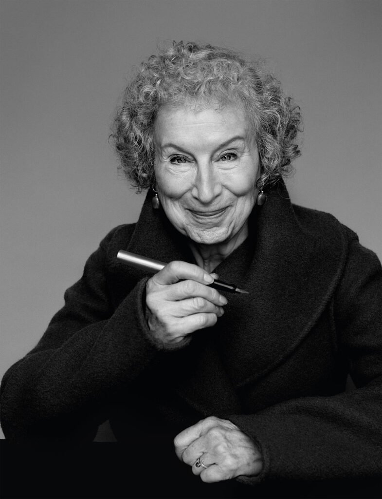 Margaret Atwood black and white portrait
