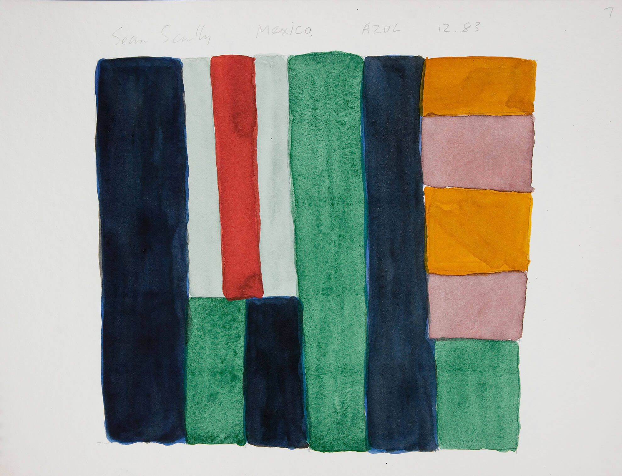 Sean Scully, Mexico Azul 12.83, 1983. Watercolor and pencil on paper. Collection of the artist. Image courtesy of the artist. Photographer: Rob Carter. © Sean Scully