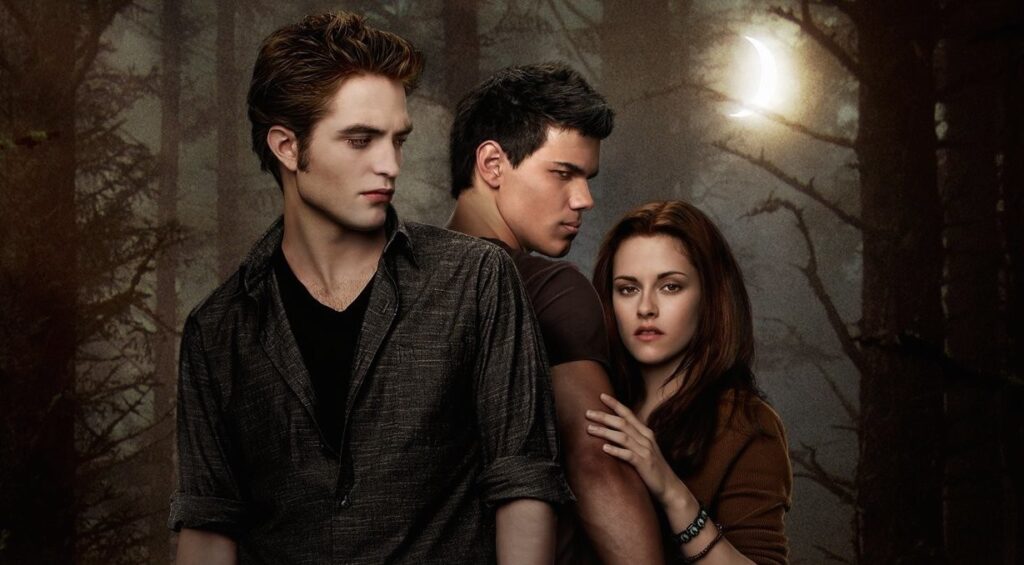 Robert Pattinson, Taylor Lautner and Kristen Stewart in Twilight