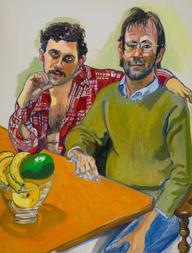 Alice Neel, (American, 1900–1984) Geoffrey Hendricks and Brian, 1978. Oil on canvas. San Francisco Museum of Modern Art, Purchase, by exchange, through an anonymous gift © The Estate of Alice Neel