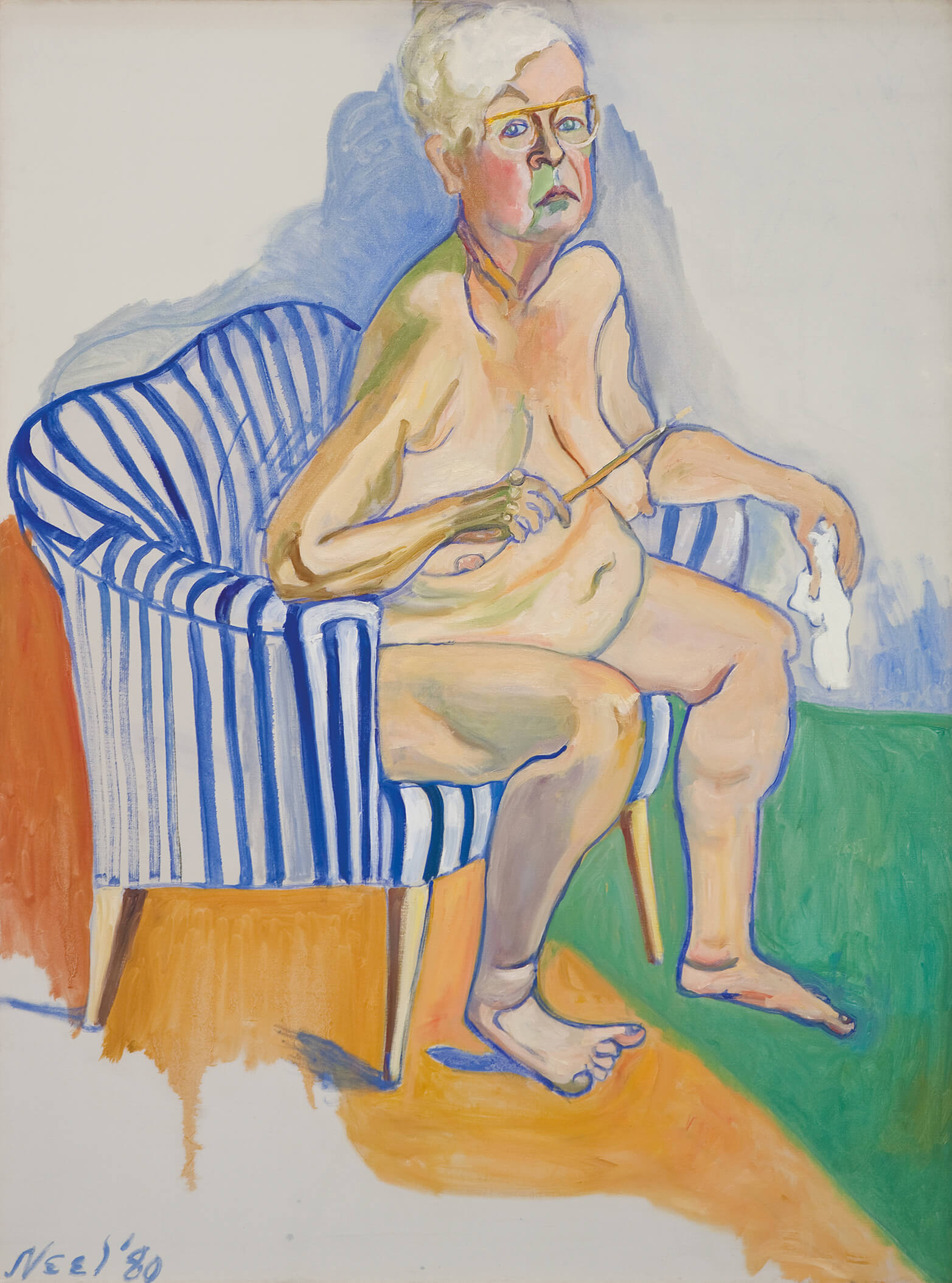 Alice Neel, (American, 1900–1984) Self‐Portrait, 1980. Oil on canvas. 53 1/4 × 39 3/4 in. (135.3 × 101 cm) National Portrait Gallery, Smithsonian Institution, Washington, D.C. © The Estate of Alice Neel