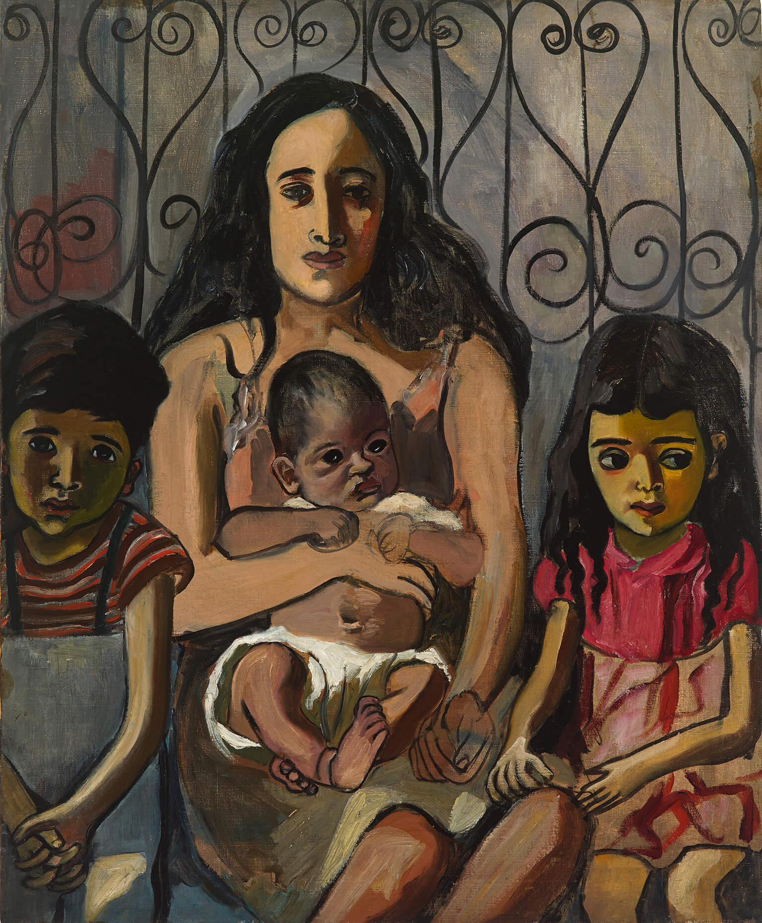 Alice Neel, (American, 1900–1984) The Spanish Family, 1943. Oil on canvas. 34 × 28 in. (86.4 × 71.1 cm) Estate of Alice Neel © The Estate of Alice Neel