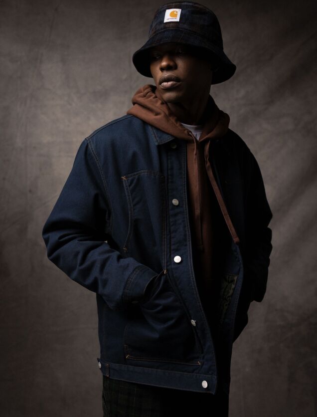Carhartt-WIP-FW-2021-Model-Wearing-Jean-Hat_Jean-Jacket-and-Brown-Hoodie